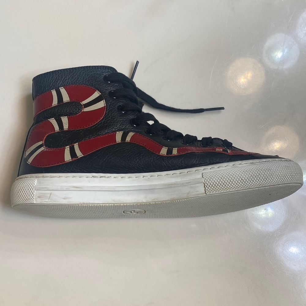 Gucci Leather Snake Embroidered High Top Sneaker - Picture 2 of 7